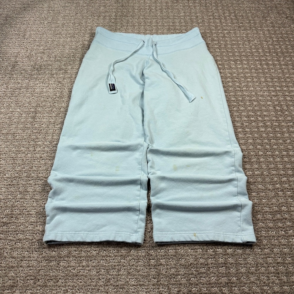 Patagonia Womens Organic Cotton Wide Leg Cropped Sweatpants Light Blue Size M